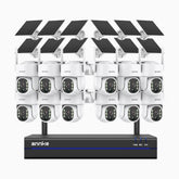 WBS400 - 4MP 16 Channel 12 Battery Cameras Outdoor Wireless NVR Security System, 2.4G & 5.8G Dual-Band WiFi, Motion Detection, Two-Way Audio, Battery & Solar Powered, 270° Pan & 90° Tilt, loud & Max. 256 GB Local Storage, Works with Alexa